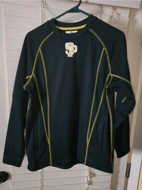 Majestic youth LARGE SP #12 green pullover practice long sleeve shirt w/pockets